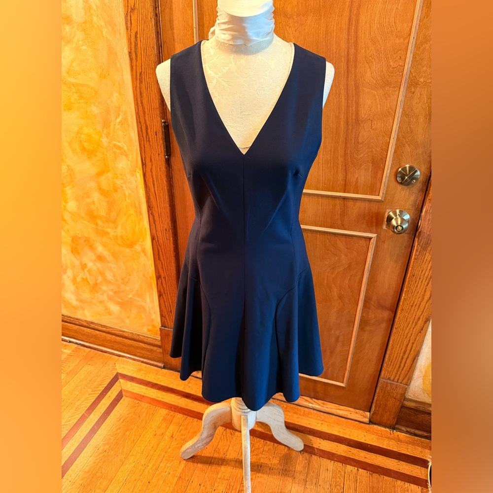 Rebecca Taylor Navy Sleeveless V-Neck Fit-and-Flare Mini Dress